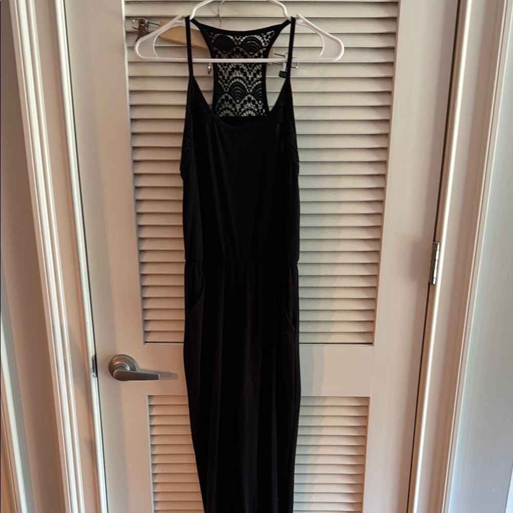 Mossimo Supply Co Black Cotton Julpsuit Sleeveless Spaghetti Strap Pockets